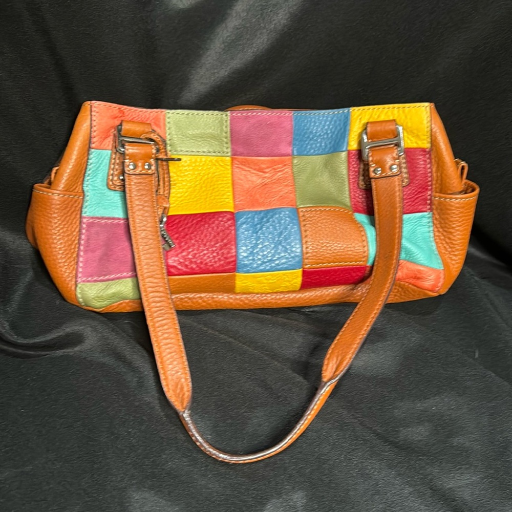 Fossil multi color patchwork shoulder bag